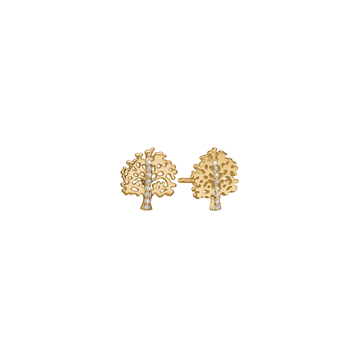 Aagaard Ørestikker Livets Træ Cubic Zirkonia Forgyldt Sterling Sølv