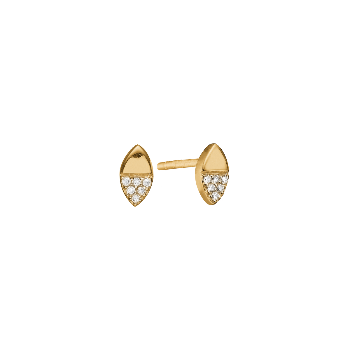 Aagaard Ørestikker Blade med 12 Cubic Zirkonia Forgyldt Sterling Sølv