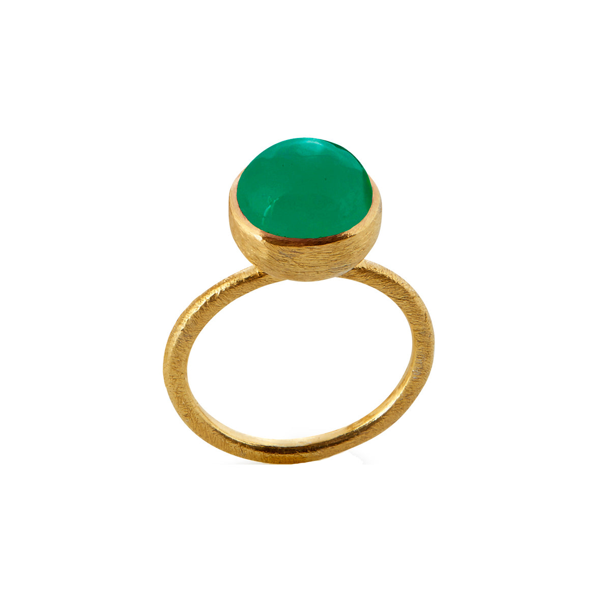 Susanne Friis Bjørner - Ring forgyldt sølv m. grøn agat 10mm - Modelnr.: 1678-2-102