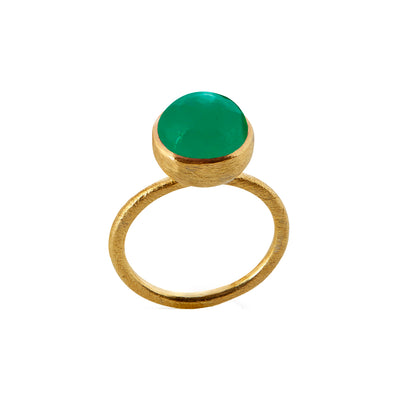 Susanne Friis Bjørner - Ring forgyldt sølv m. grøn agat 10mm - Modelnr.: 1678-2-102