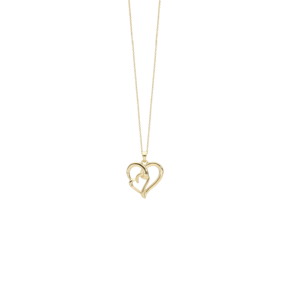 Aagaard - 8 kt  guld vedhæng "Two heart" med forgyldt kæde - Model: 1680-G8-73-45K