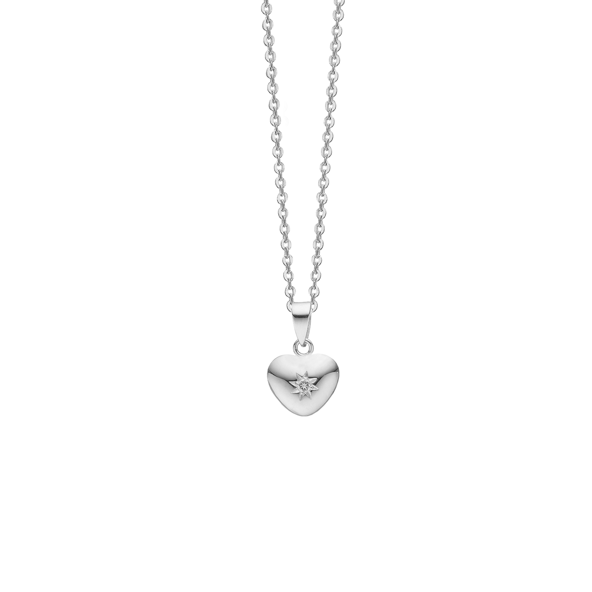 Aagaard Hjerte Vedhæng 9 x 11 mm med Labgrown Diamant 0,03 Ct. Sterling Sølv