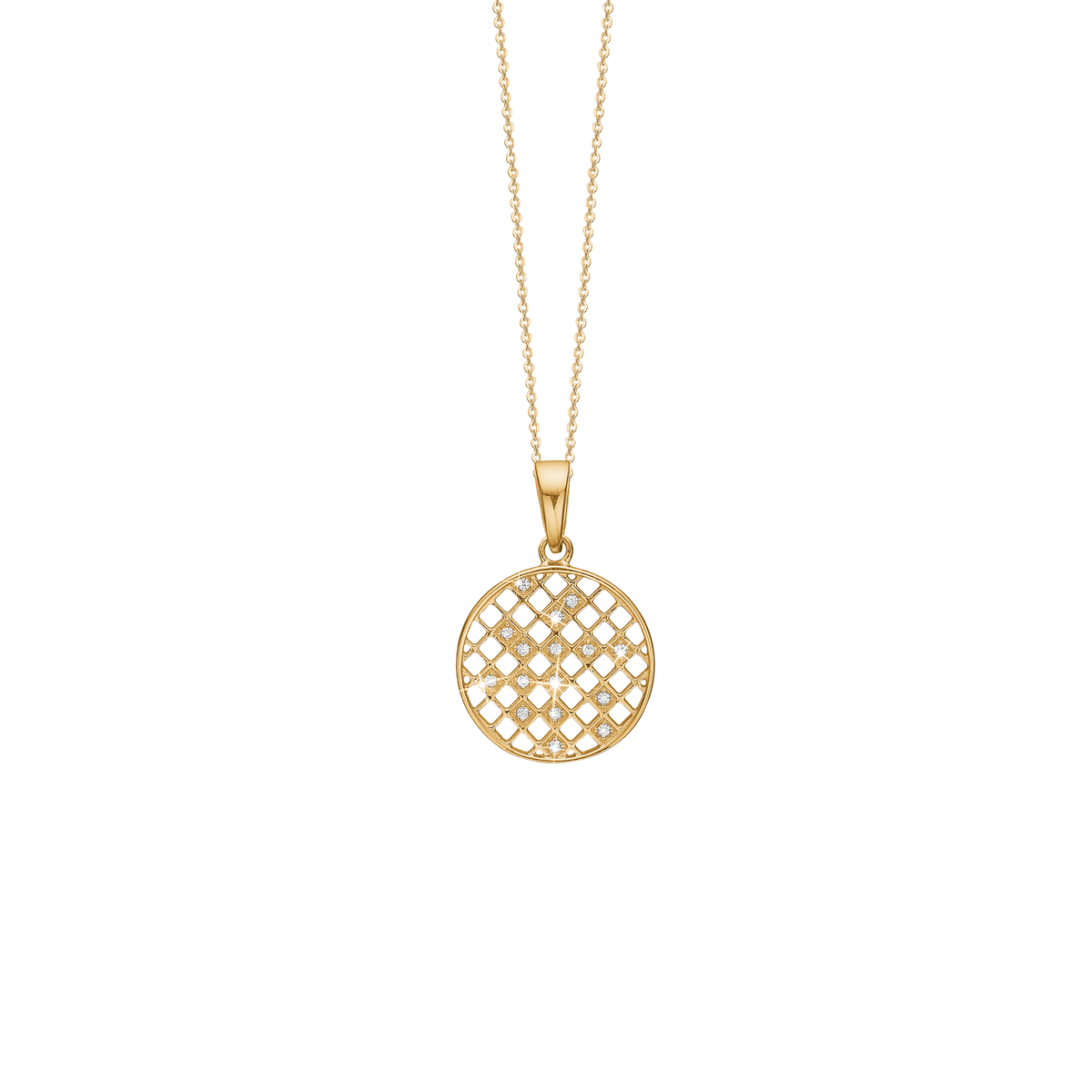 Aagaard Halskæde med Vedhæng Harlekin med 16 Cubic Zirkonia Forgyldt Sterling Sølv 45 cm