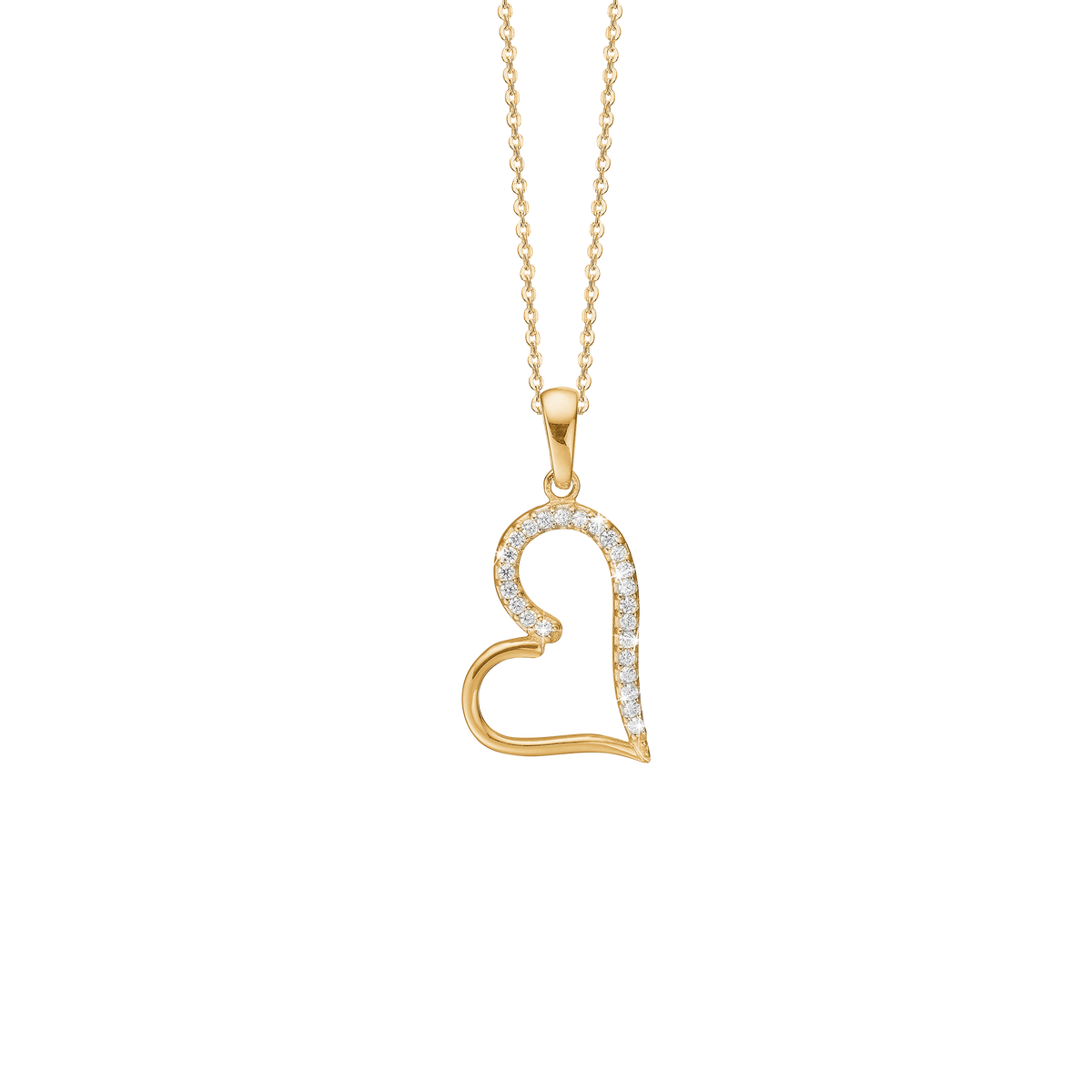 Aagaard Halskæde med Vedhæng Hjerte Cubic Zirkonia Forgyldt Sterling Sølv 45 cm