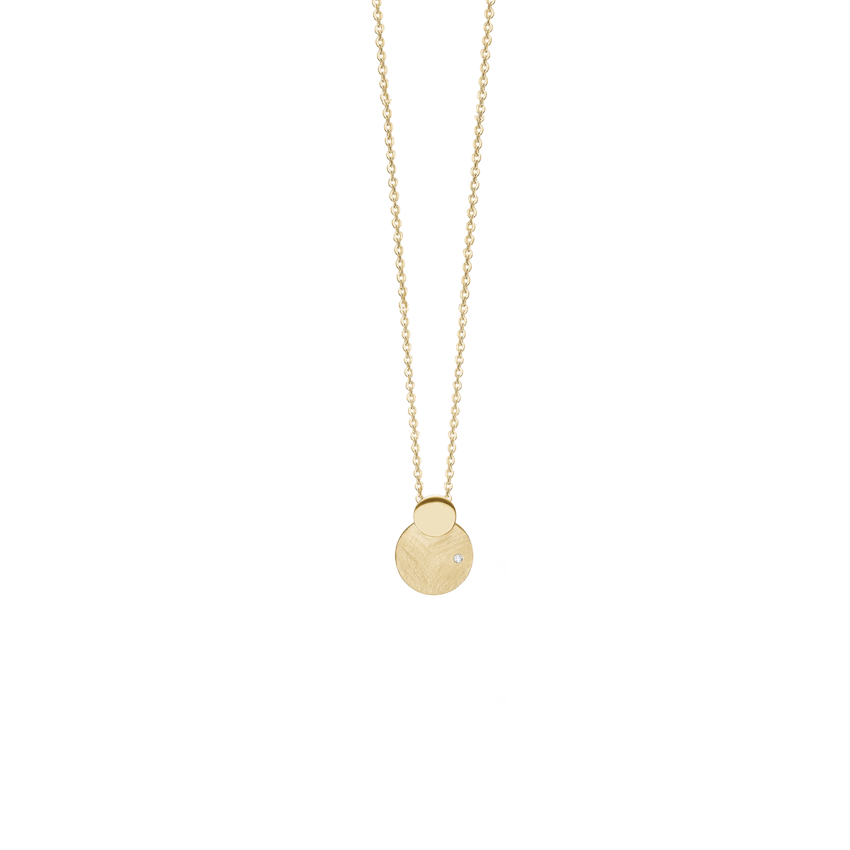 Aagaard Halskæde med Vedhæng Sol og Måne Cubic Zirkonia Forgyldt Sterling Sølv 45 cm