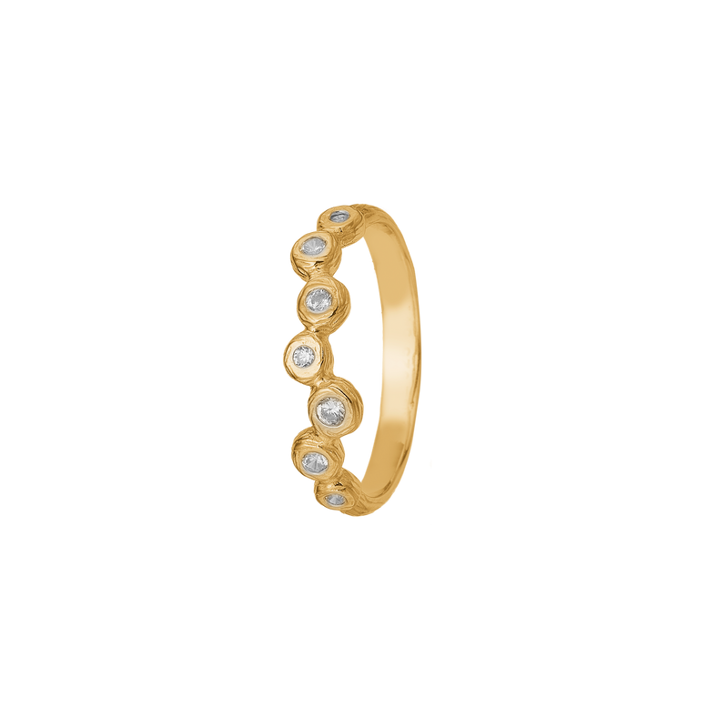 Aagaard - 14 kt guldring med syntetiske zirkoner - Modelnr: 1800-G14-04