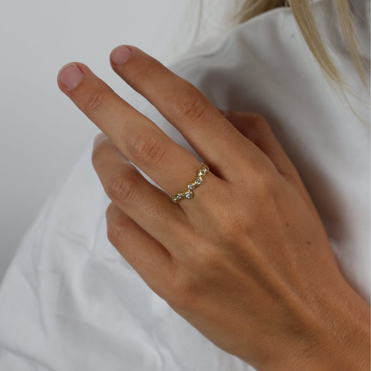 Aagaard Ring Med Bobler 14 Karat Guld Med 7 Cubic Zirkonia