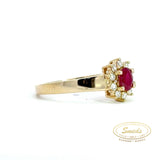 14 kt. Guld roset ring med Rubin og brillanter 0,15ct tw/si - Model: 40-22576