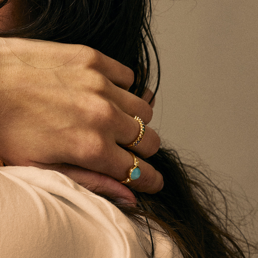 Christina Blue Chalcedony ring i forgyldt sølv – model 800-3.26.B – billede 9