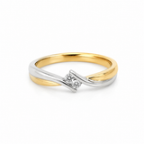 14KT. Diamant ring, rød & hv.guld, 0,06ct TW/SI