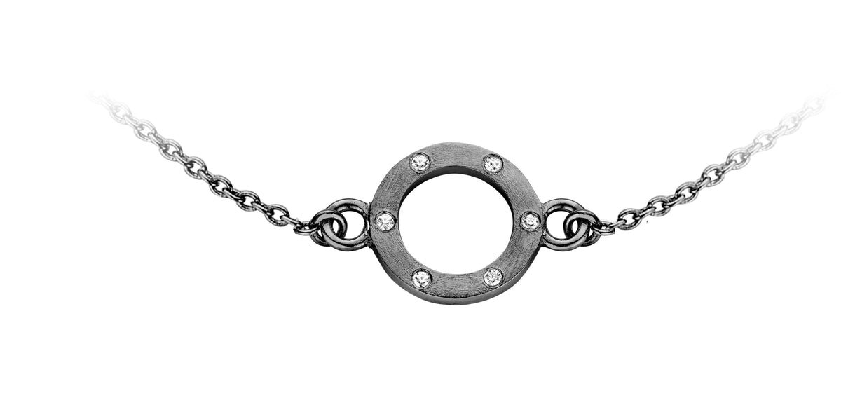 Spirit Icons Wheel armbånd Bw Cz i sort rhodineret sølv