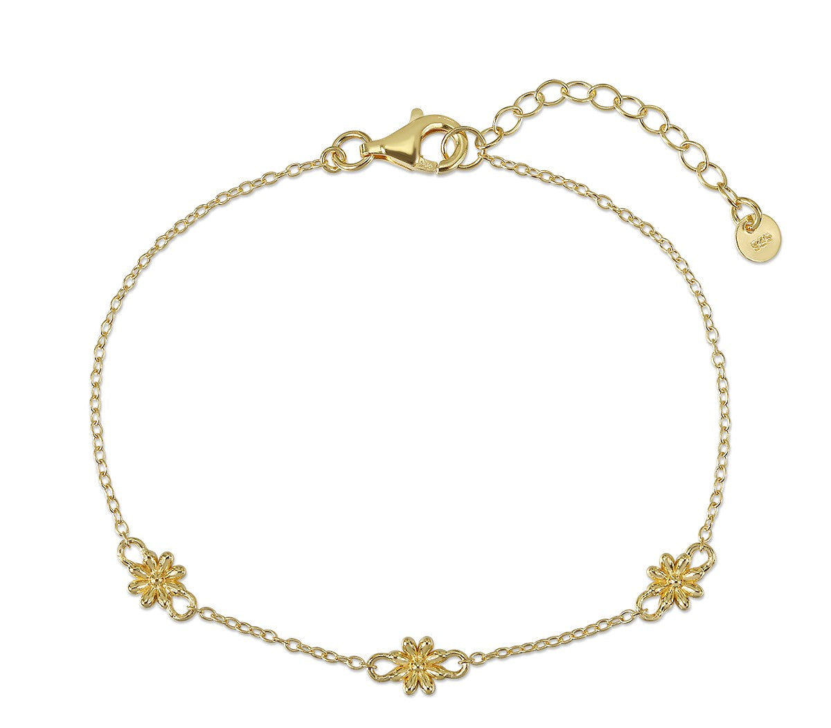 L&G Armbånd i forgyldt sølv med blomster - model 206223