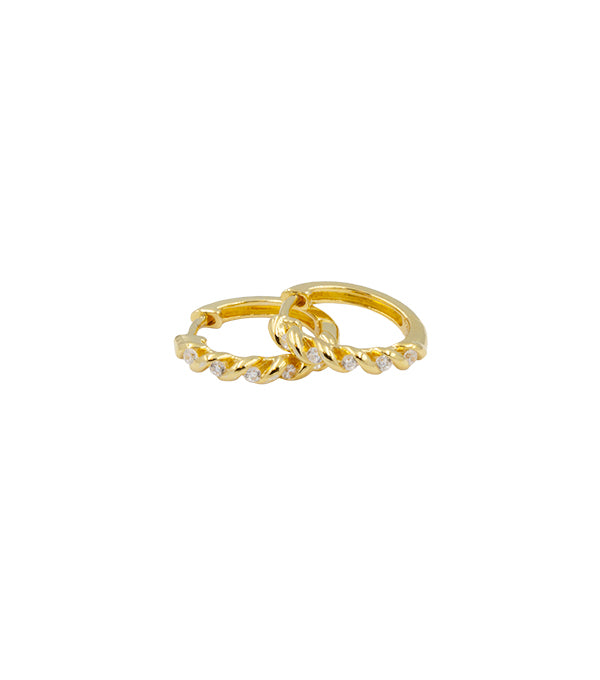 L&G - Forgyldte creoler, snoet med syntetiske zirkoner 16 mm - Model: 2081110