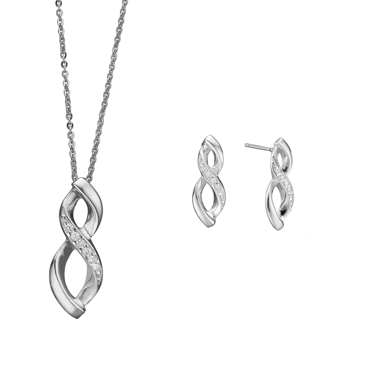 Aagaard Rhod. sølv sæt collier+ørestik