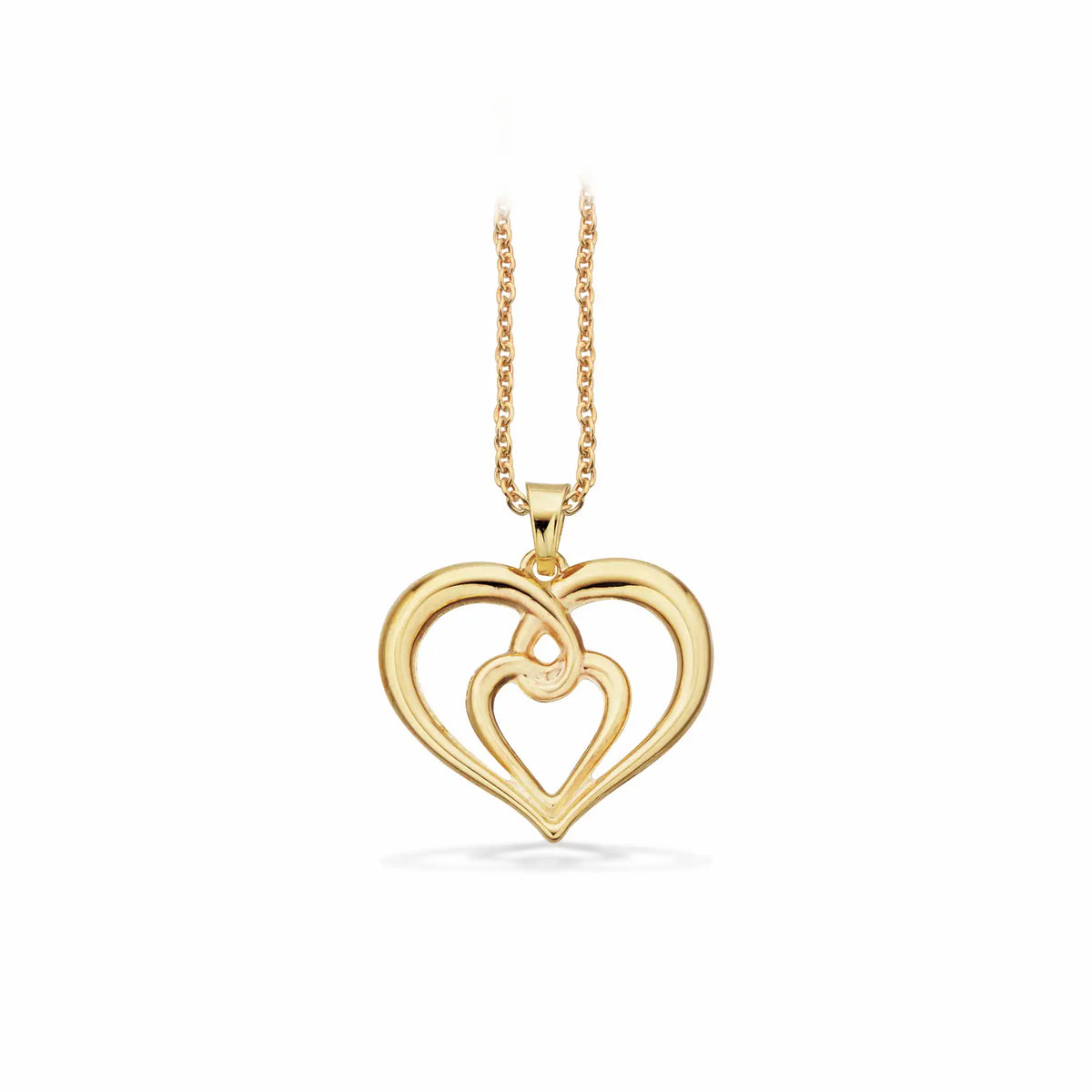 Scrouples - 8 kt guld vedhæng, blank hjerte med forgyldt kæde - Model: 214023