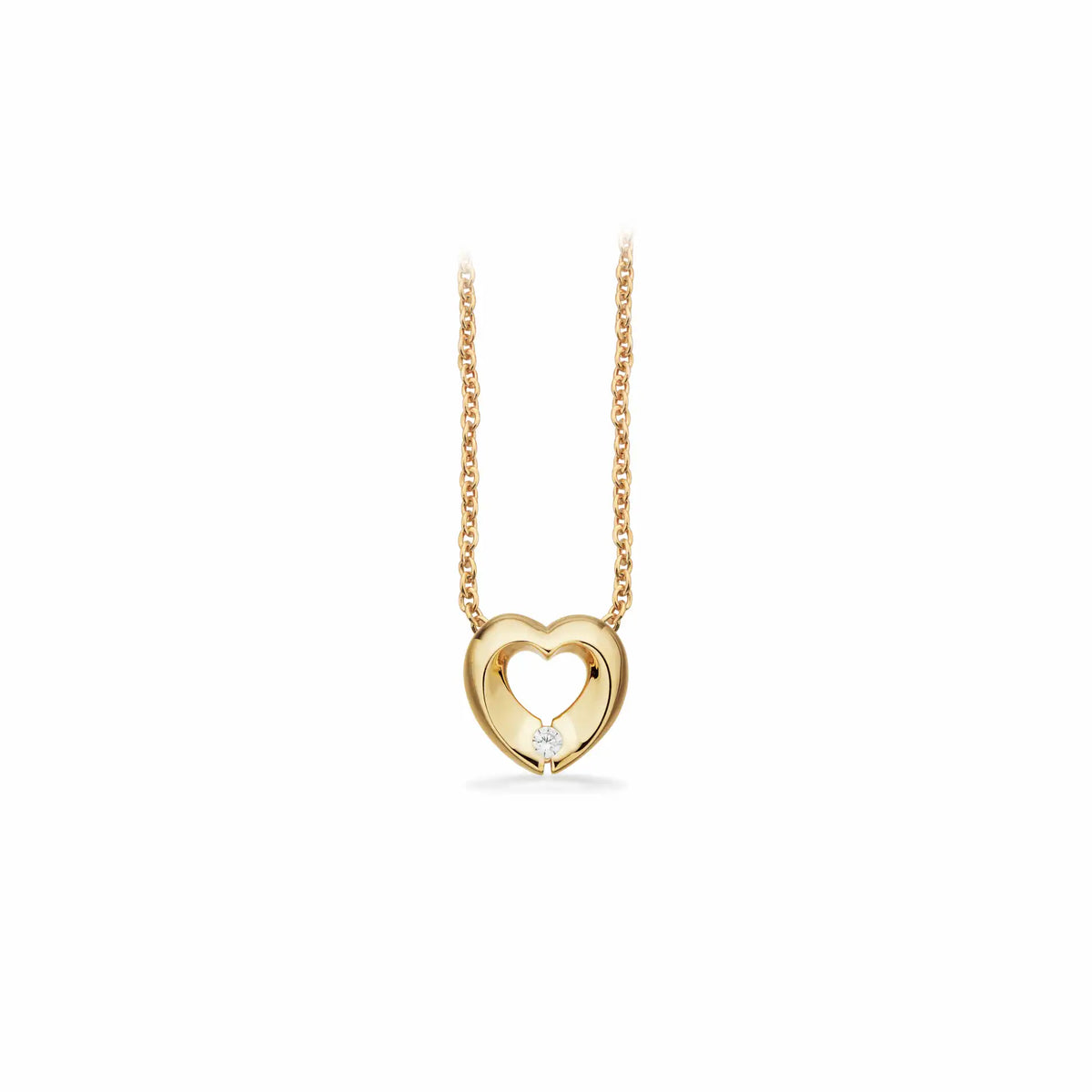 Scrouples - 8 kt guld vedhæng, hjerte med syntetiske zirkoner og forgyldt kæde - Model: 214113