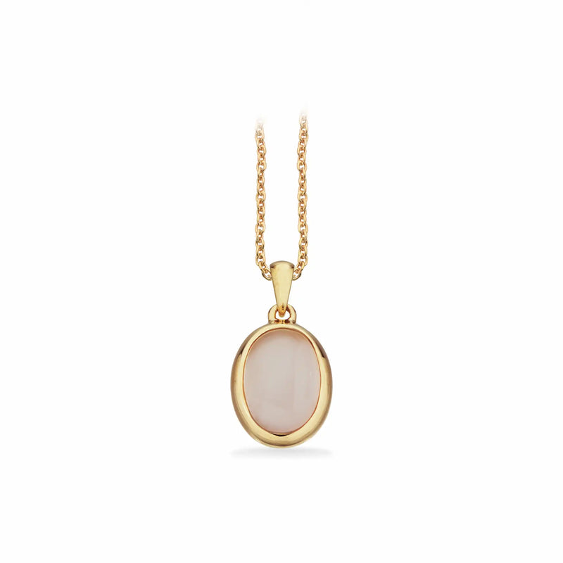 Scrouples - 8 kt guld vedhæng, rosa quartz med forgyldt kæde - Model: 214343