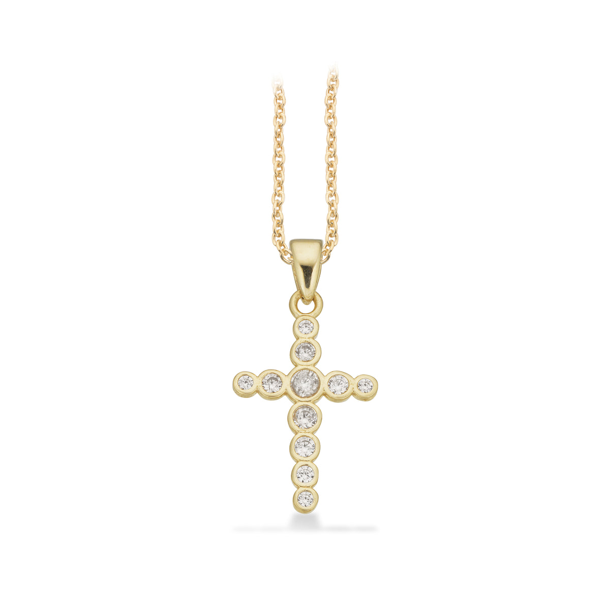 Scrouples - Vedhæng kors cubic zir 8 kt. m. forgyldt sølvkæde - Model: 215303