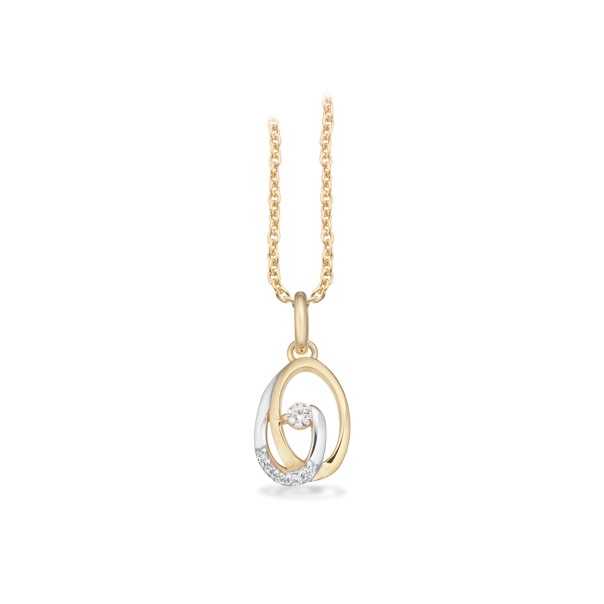 Scrouples - 8 kt guld vedhæng med syntetiske zirkoner og forgyldt kæde - Model: 215564