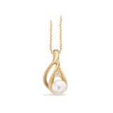 Scrouples - 8 kt guld vedhæng med perle og zirkon, forgyldt kæde - Model: 215963