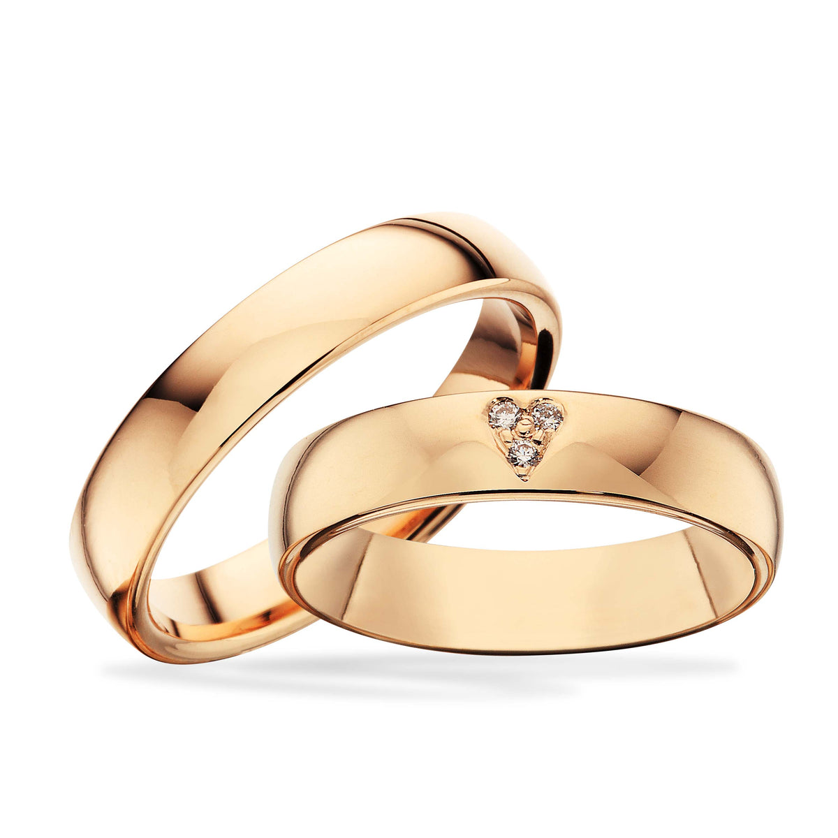 Scrouples - 14 kt. Kampagne forlovelses/vielsesringe, 0,03 ct tw/si isat hjertefatning - Model: 2165