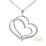 Sølv vedhæng, stort hjerte med syntetiske zirkoner og kæde - Model: 20-12736