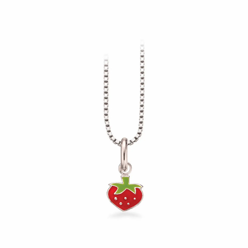 Scrouples - Sølv børne halskæde, jordbær med emalje - Model: 236862