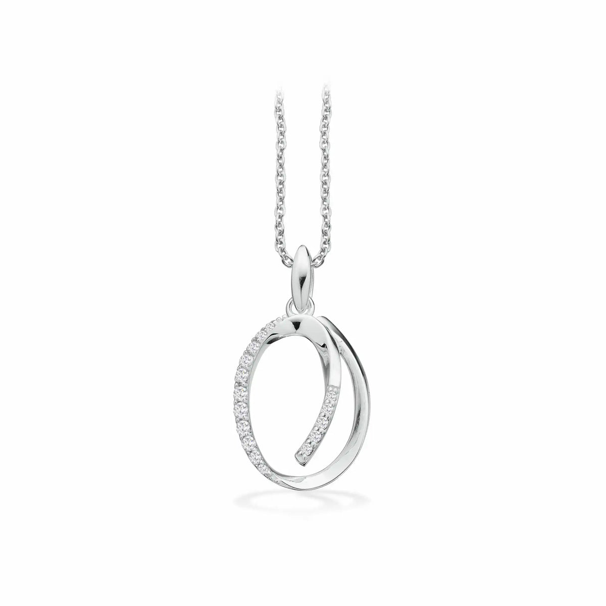 Scrouples - Sølv halskæde, oval med syntetiske zirkoner - Model: 238482
