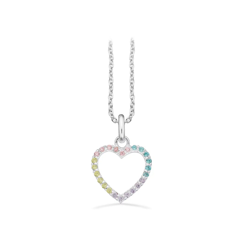 Scrouples - Sølv børnehalskæde, multi color hjerte  - Model: 239462
