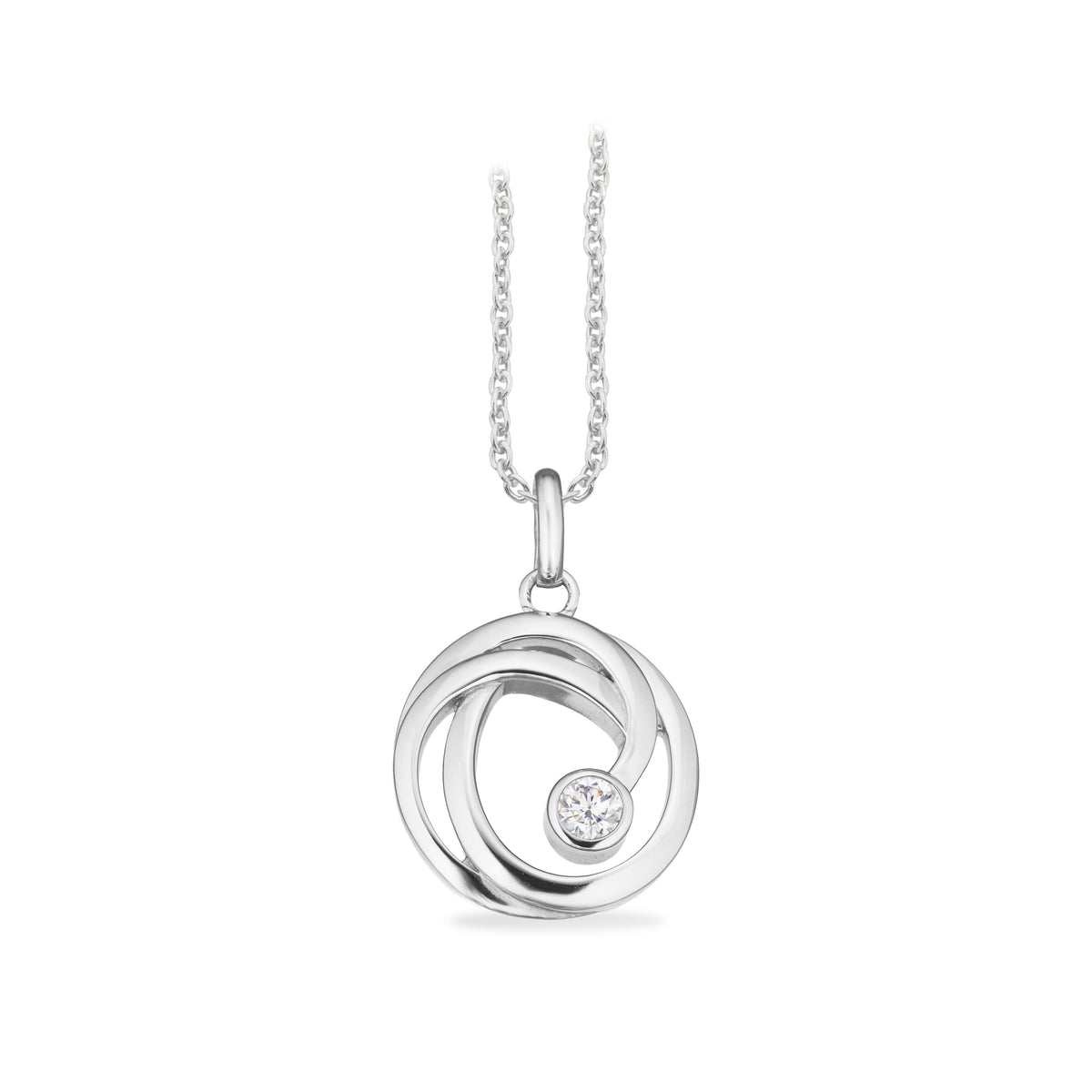 Scrouples-Vedhæng cirkler cubic zir. sølv rh. m/kæde-model 242762