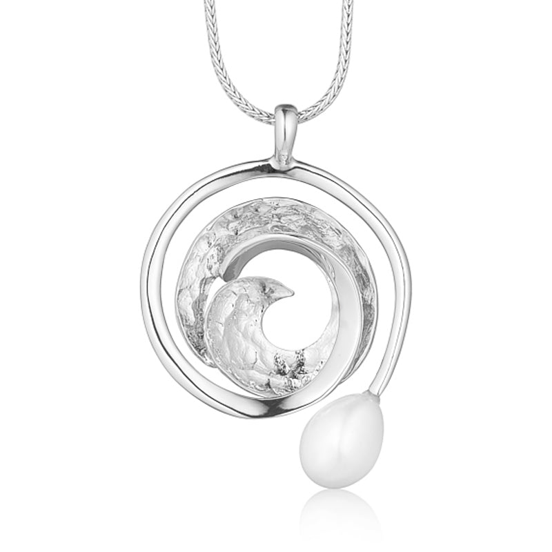 Blicher Fuglsang - Halskæde sølv, rustik med perle - Model: 2527 40G