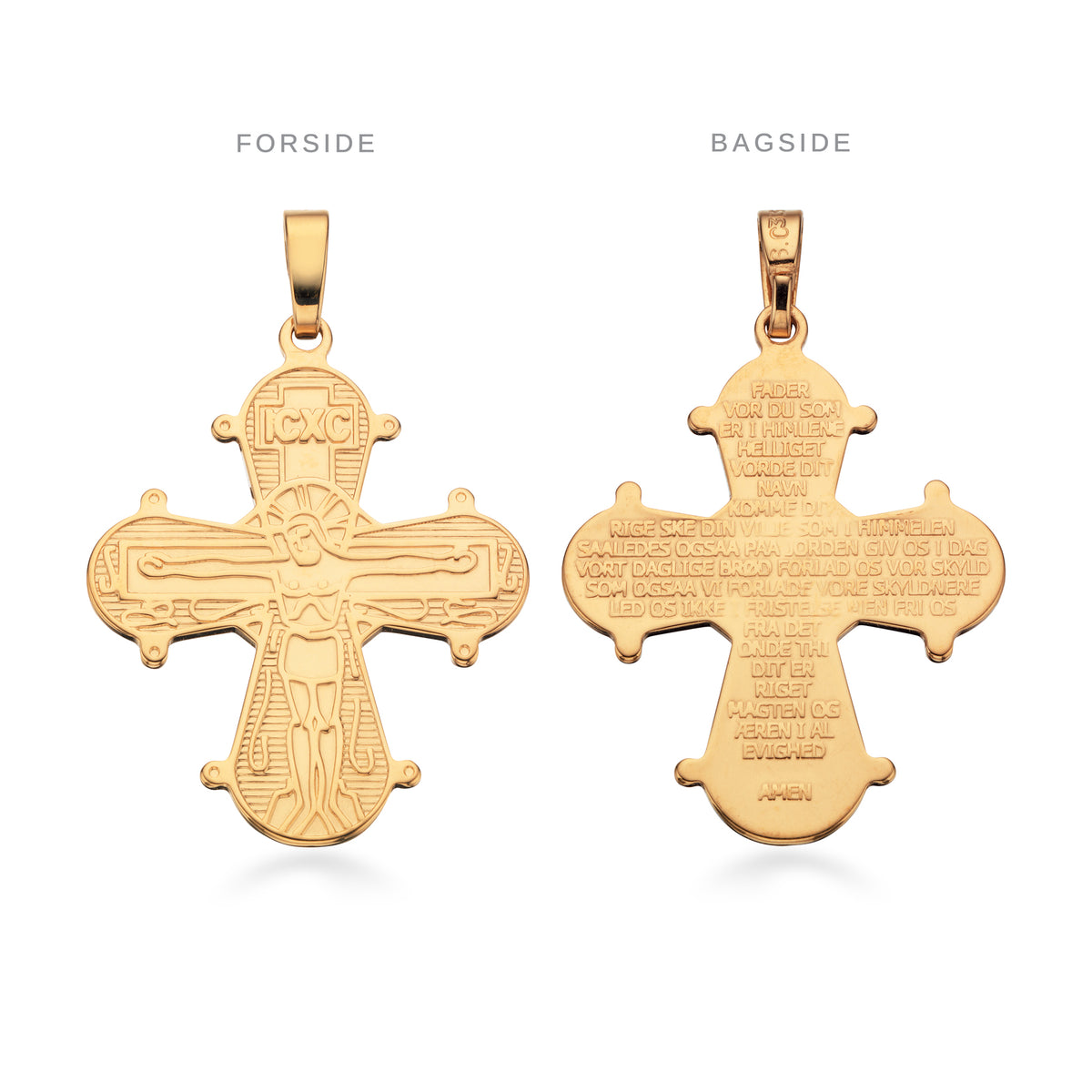 Scrouples - Forgyldt sølv vedhæng, Dagmarkors med Fadervor, 25x 22mm - Modelnr.: 25522F