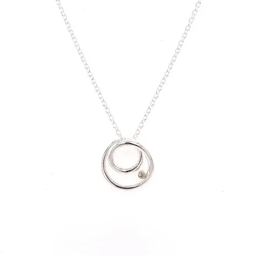 Heiring - Sølv halskæde TWISTER med 0,02 W/Vs brillant - Model: 29-3-03BR