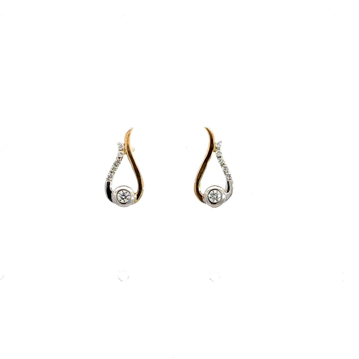 14 kt. Diamant guld ørestik m. 0,09 ct w/si - 10-22150