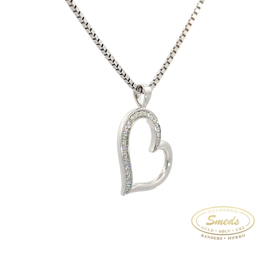 14kt. DIAMANT HJERTE VEDHÆNG 0,09 tw/si - Model: