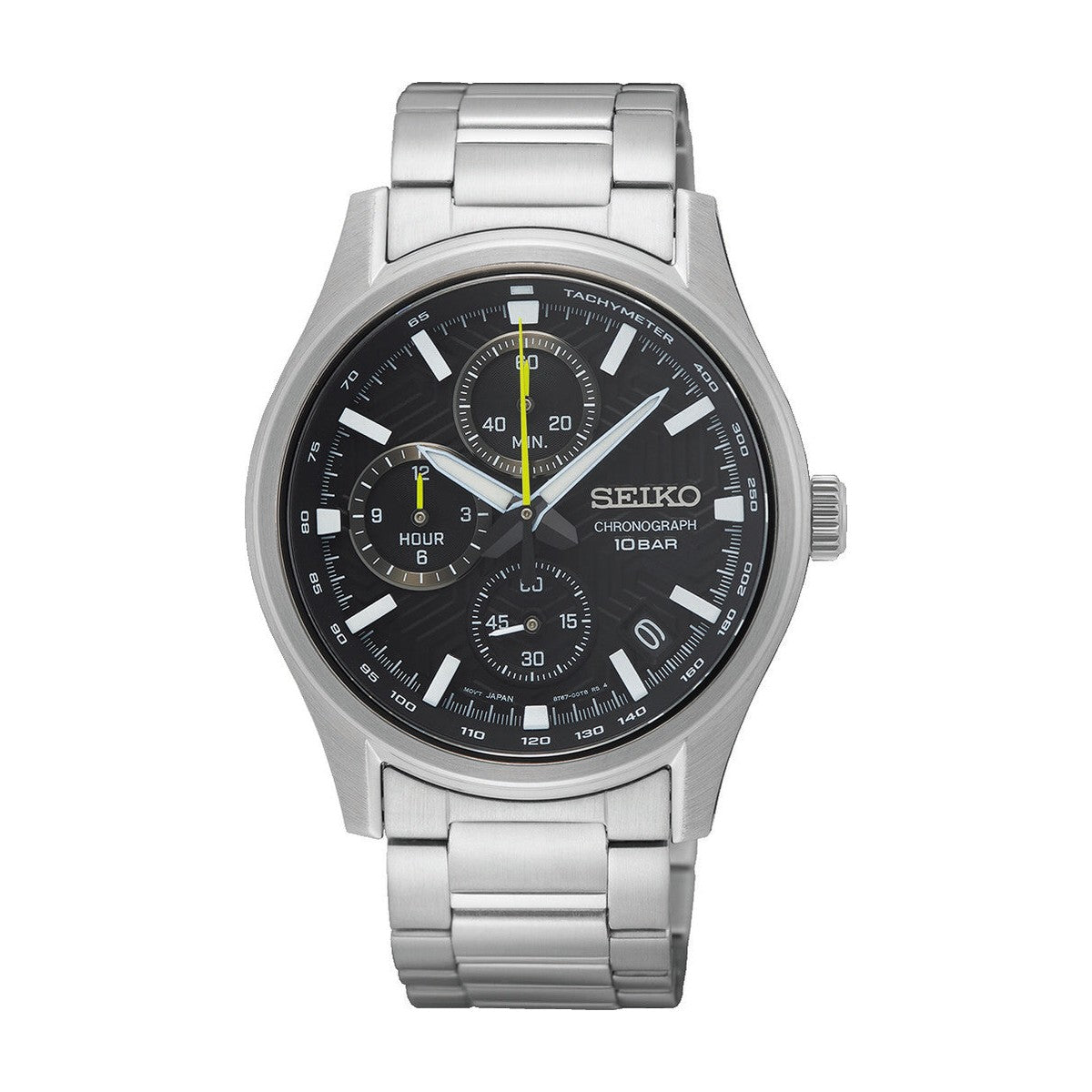 Seiko - Sportsur med stål lænke og sort skive - Model: SSB419P1