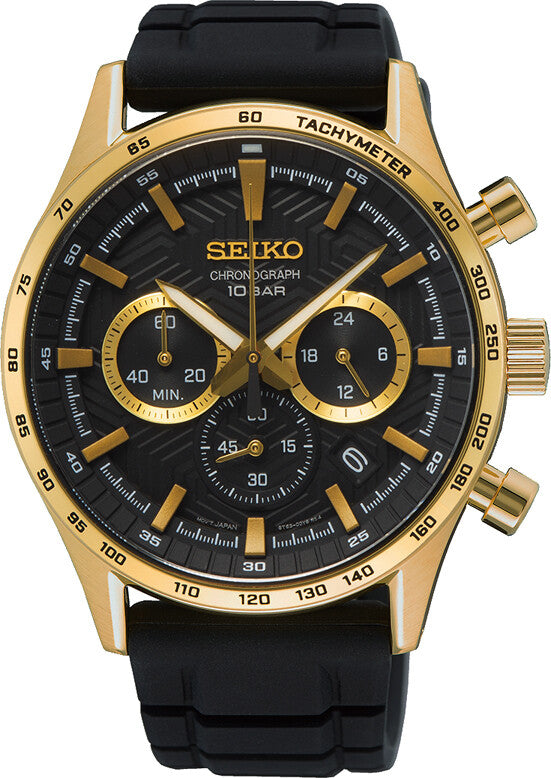 Seiko - Sportsur med sort skive og Silikonerem - Model: SSB446P1