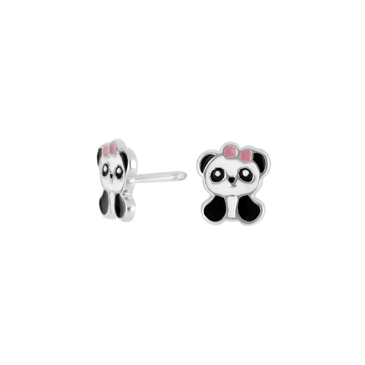 NOA Kids Sølvørestikker panda m/emalje – rhodineret