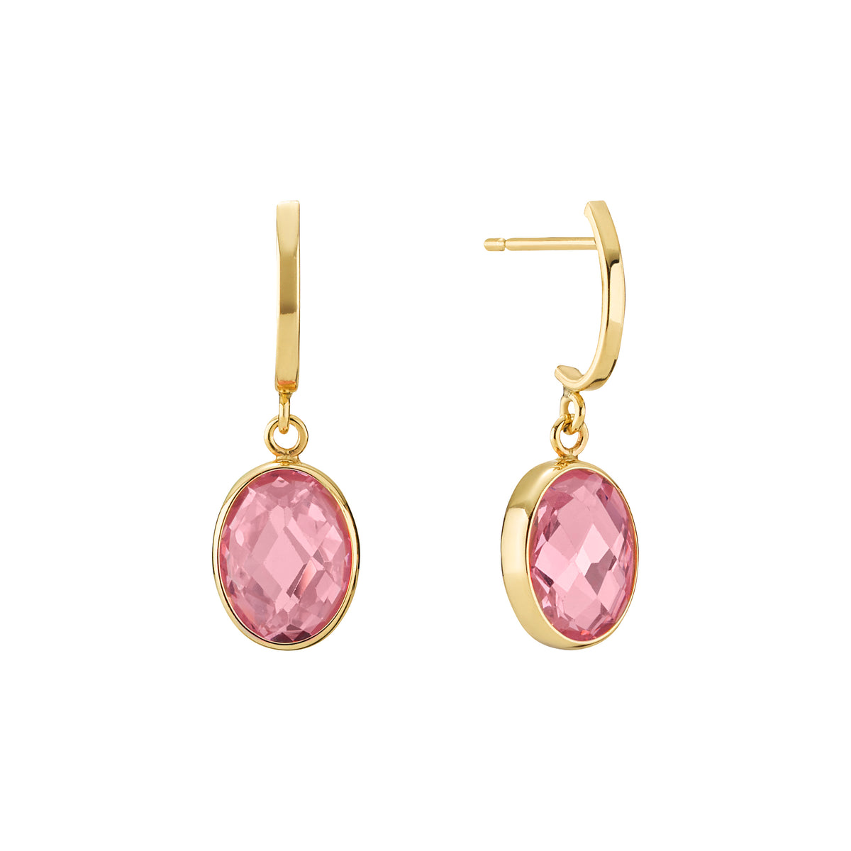 Lund Copenhagen Ørestik med pink zikonia 22x7 mm i 8 kt. guld – model 3091243-4-55