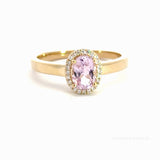 14 kt. guld diamantring med diamant, 0,06ct tw/si og Pink Morganite 5x7mm - Model: 40-22646