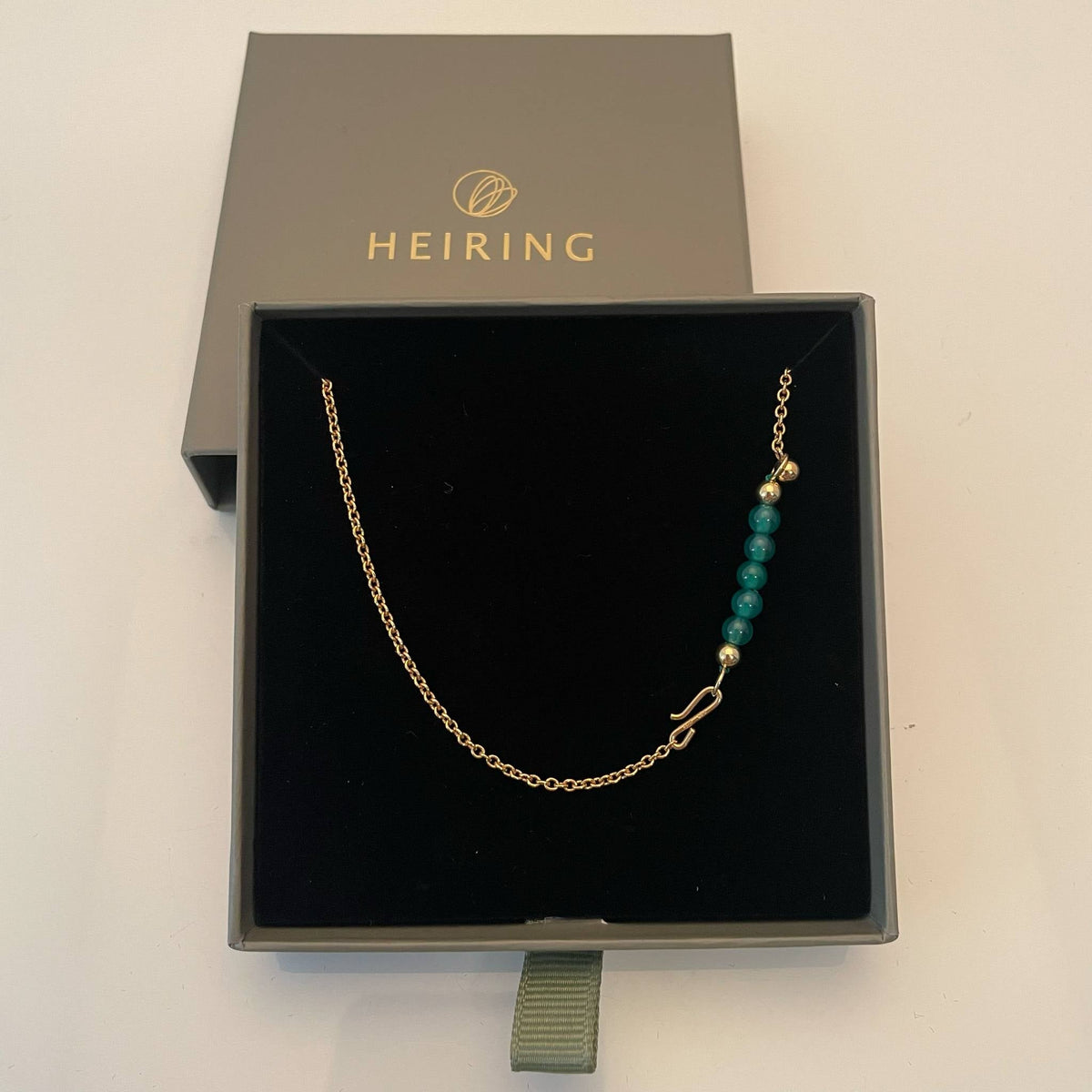 Heiring Multi halskæde med Grøn agat top