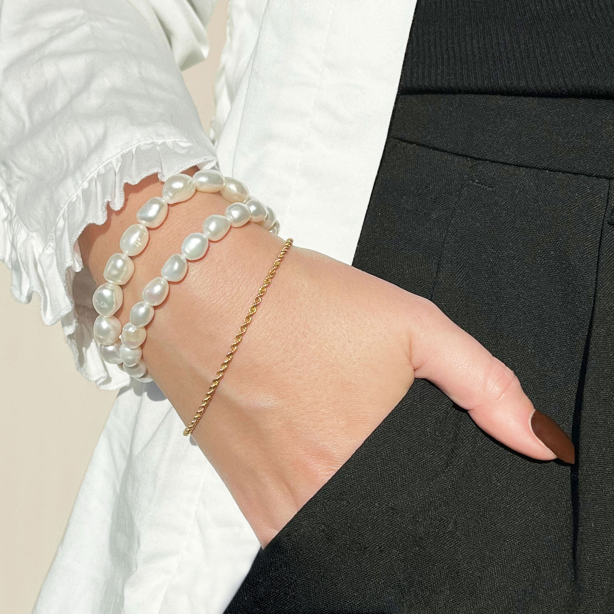 Scrouples - 8 kt. guld cordel armbånd - Model: 33723,18