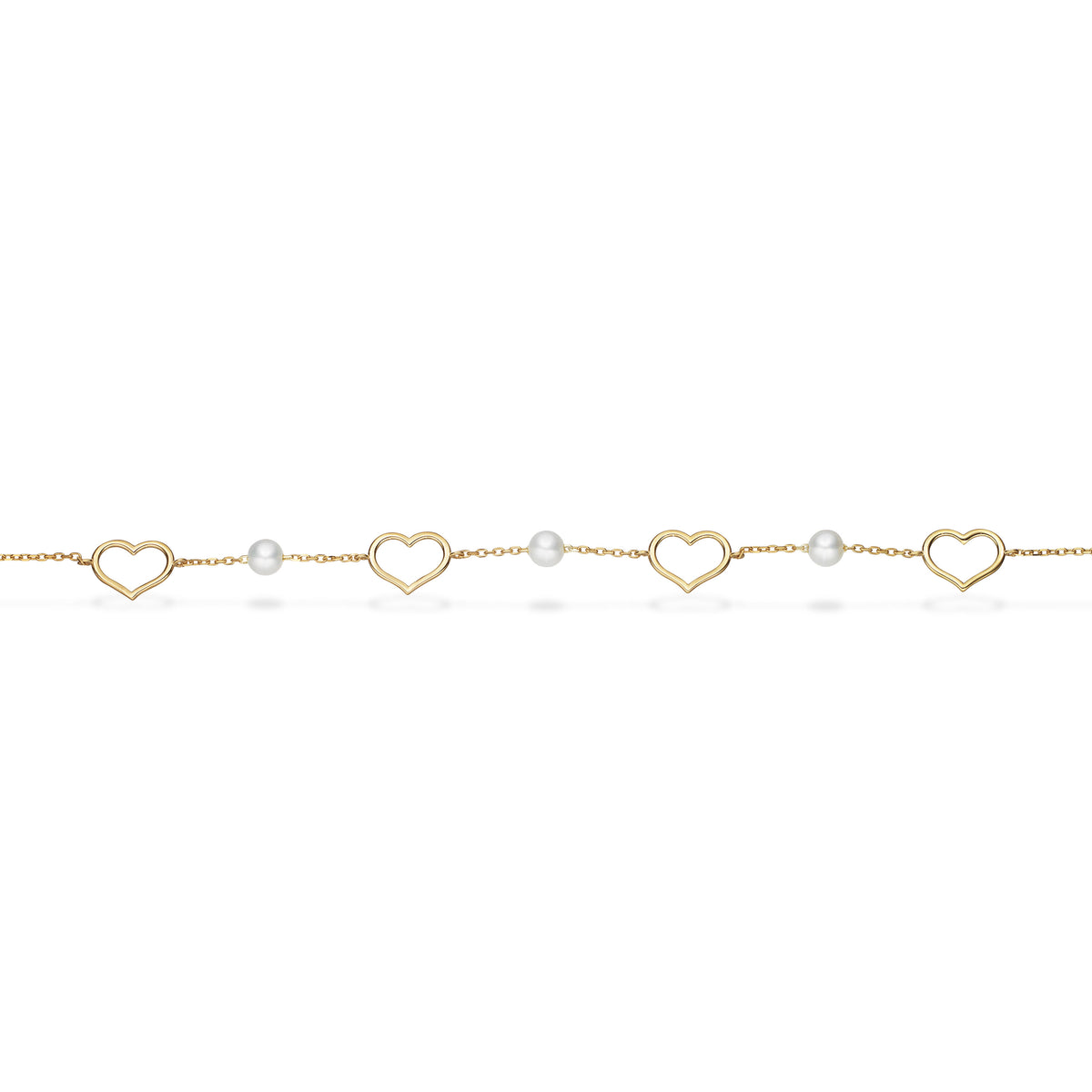 Scrouples - 8 kt. guld armbånd med hjerter og perler - Model: 34713A,M