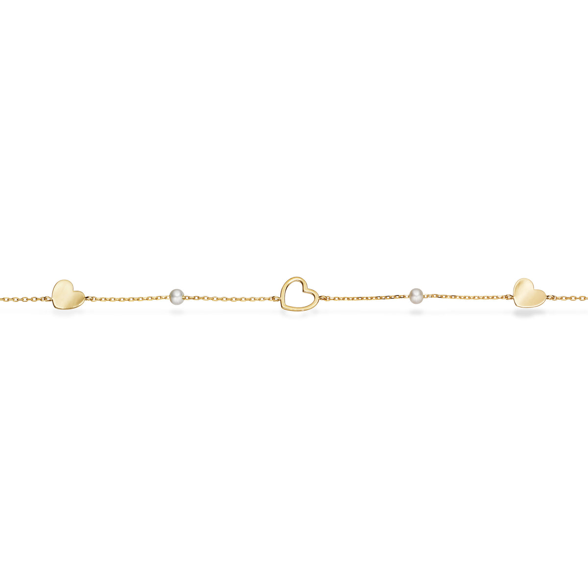 Scrouples - 8 kt. guld armbånd med hjerter og perler - Model: 34723A,M