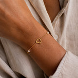 Scrouples - 8 kt. guld armbånd med hjerter og perler - Model: 34723A,M