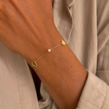 Scrouples - 8 kt. guld armbånd med hjerter og perler - Model: 34723A,M