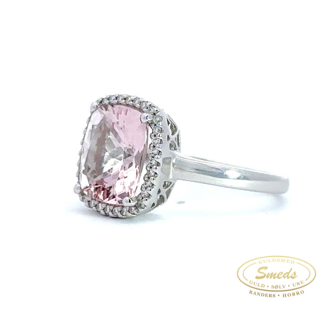 Amore - 14 kt. Diamant guld ring med pink morganit og diamant 0,10ct w/si - Model: 40-22592