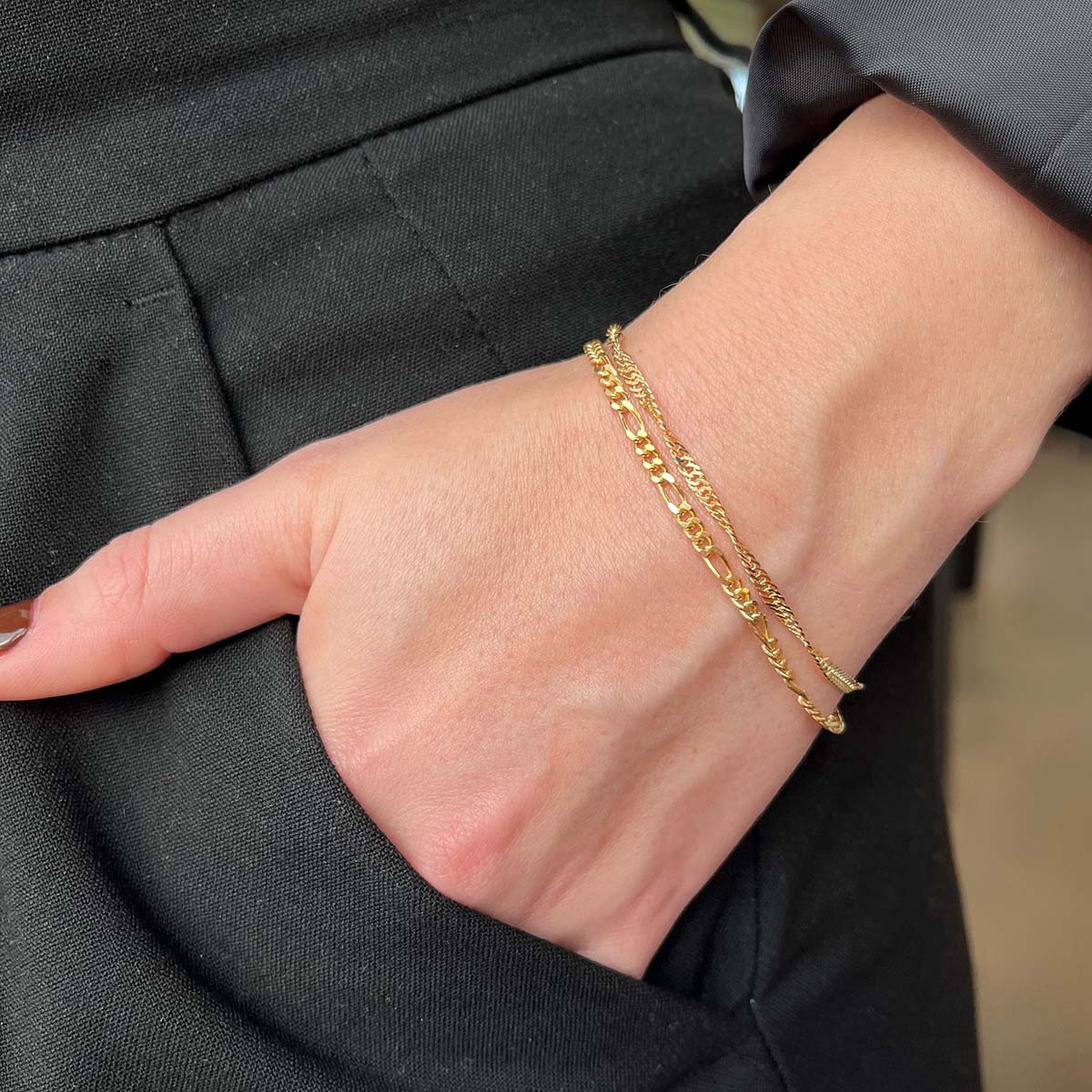 Scrouples - Forgyldt Singapore armbånd - Model: 38192A,M