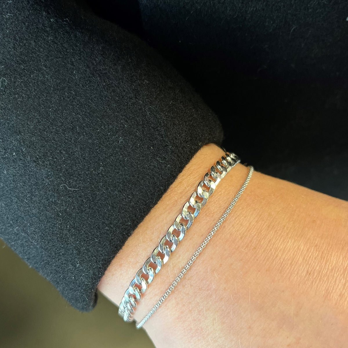 Scrouples - Sølv armbånd, flad slange med mønster 17+2 cm - Model: 38502A,M