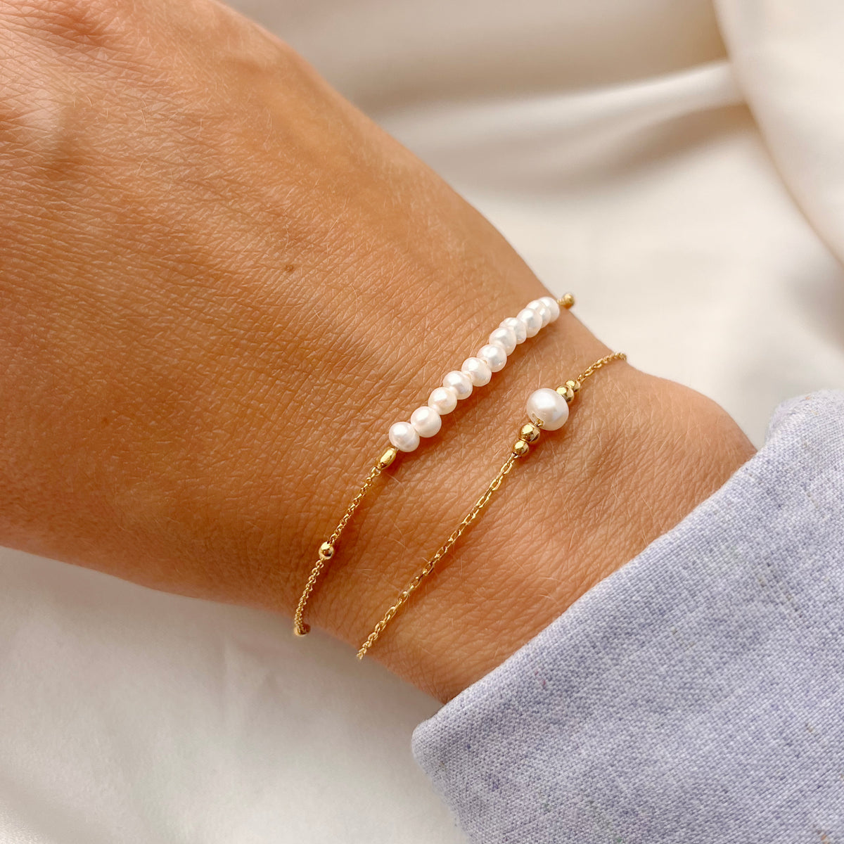 Scrouples - Armbånd, forgyldt sølv med perle - Model: 39442A,M
